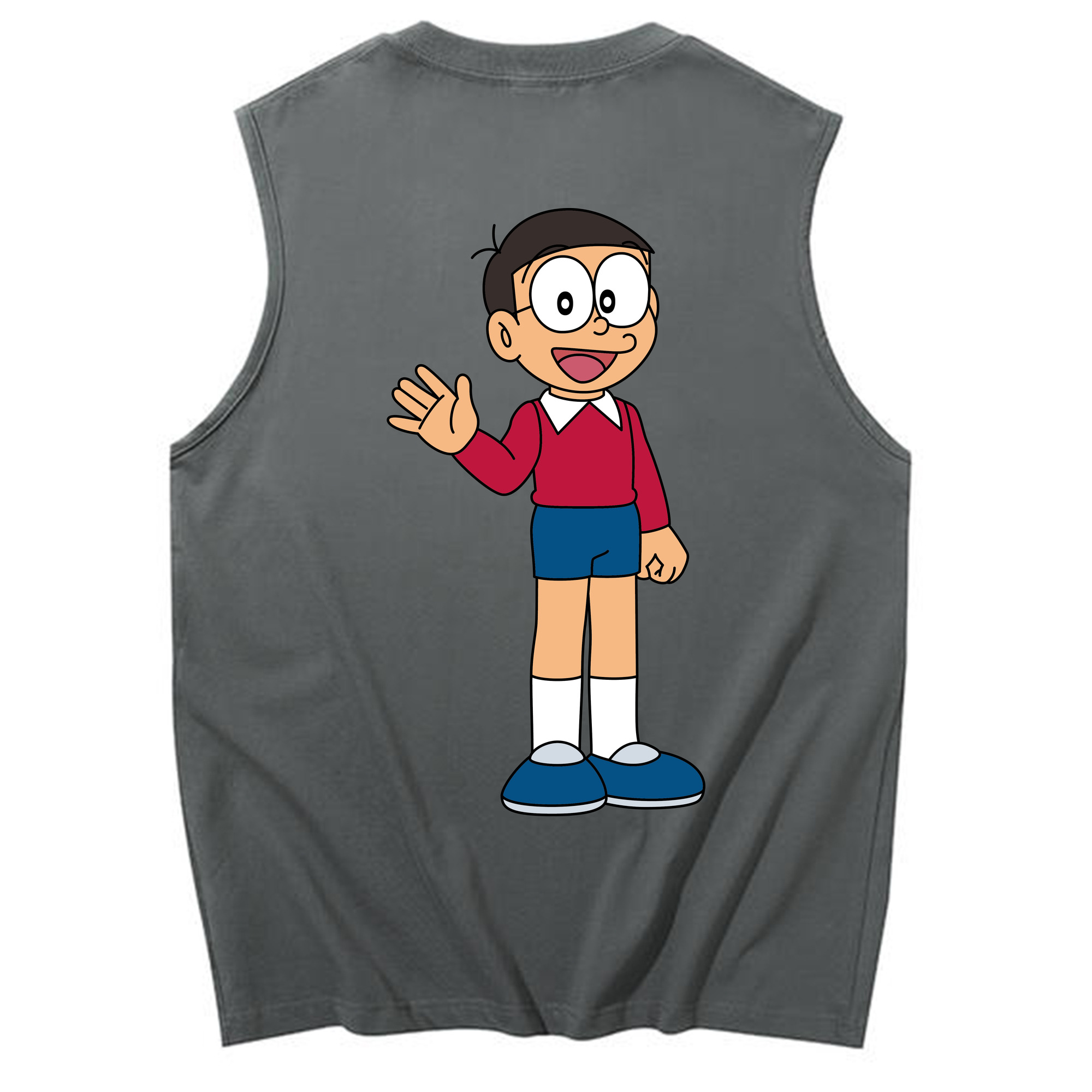 （画像用） ドラえもん 野比 のび太 Doraemon Nobita Nobi コットン100％タンクトップ（背面プリント）
